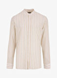 Fabrika Comfort Regular Fit Hakim Yaka Çizgili Açık Bej Erkek Gömlek FC5SM-GML 2516