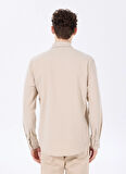Fabrika Comfort Regular Fit Gömlek Yaka Armürlü Bej Erkek Gömlek FC5SM-CKT 2526