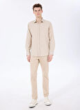 Fabrika Comfort Regular Fit Gömlek Yaka Armürlü Bej Erkek Gömlek FC5SM-CKT 2526