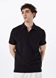 Discovery Expedition D5SM-TST3807 Siyah Relaxed Düz Erkek Polo T-Shirt
