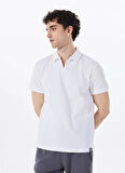 Discovery Expedition D5SM-TST3807 Beyaz Relaxed Düz Erkek Polo T-Shirt