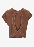 Discovery Expedition D5SL-TST3571 Kahve Bisiklet Yaka Relaxed Baskılı Kadın T-Shirt