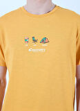 D5SM-TST3847 Turuncu Bisiklet Yaka Relaxed Baskılı Erkek T-Shirt