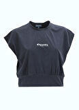 Discovery Expedition D5SL-TST3509 Antrasit Bisiklet Yaka Relaxed Düz Kadın T-Shirt