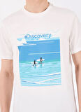 Discovery Expedition D5SM-TST3799 Beyaz Bisiklet Yaka Relaxed Baskılı Erkek T-Shirt
