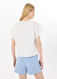 Discovery Expedition D5SL-TST3504 Beyaz Bisiklet Yaka Relaxed Baskılı Kadın T-Shirt