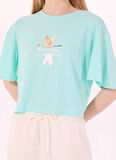 Discovery Expedition D5SL-TST3508 Mint Bisiklet Yaka Relaxed Baskılı Kadın T-Shirt