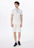 Discovery Expedition D5SM-TST3845 Beyaz Relaxed Düz Erkek Polo T-Shirt