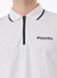 Discovery Expedition D5SM-TST3845 Beyaz Relaxed Düz Erkek Polo T-Shirt