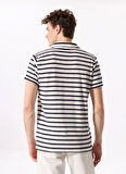 Fabrika Çizgili Kırık Beyaz Erkek Polo T-Shirt F5SM-TST 2038