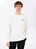 D5SM-SWT3885 Beyaz Bisiklet Yaka Relaxed Baskılı Erkek Sweatshirt