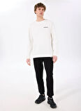 D5SM-SWT3885 Beyaz Bisiklet Yaka Relaxed Baskılı Erkek Sweatshirt