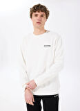 D5SM-SWT3885 Beyaz Bisiklet Yaka Relaxed Baskılı Erkek Sweatshirt