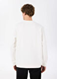 D5SM-SWT3885 Beyaz Bisiklet Yaka Relaxed Baskılı Erkek Sweatshirt