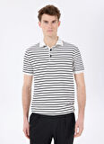 Fabrika Çizgili Kırık Beyaz Erkek Polo T-Shirt F5SM-TST 2125