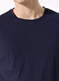 Fabrika Bisiklet Yaka Flamlı Lacivert Erkek T-Shirt F5SM-TST 2114