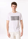 Fabrika Bisiklet Yaka Baskılı Beyaz Erkek T-Shirt F5SM-TST 2746