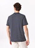 Fabrika Bisiklet Yaka Çizgili Lacivert Erkek T-Shirt F5SM-TST 2740