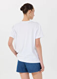 Mustang Bisiklet Yaka Baskılı Beyaz Kadın T-Shirt M5SL-TST1860
