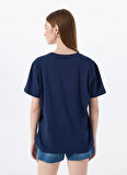 Mustang Bisiklet Yaka Düz Lacivert Kadın T-Shirt M5SL-TST1858
