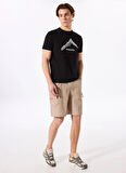 D5SM-SHT3932 Bej Relaxed Fit Baskılı Kargo Şort