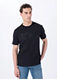 Mustang Bisiklet Yaka Baskılı Siyah Erkek T-Shirt M5SM-TST1287