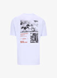 Mustang Bisiklet Yaka Baskılı Beyaz Erkek T-Shirt M5SM-TST1295