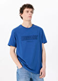 Mustang Bisiklet Yaka Baskılı İndigo Erkek T-Shirt M5SM-TST1288