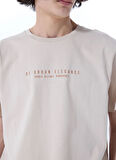 Mustang Bisiklet Yaka Baskılı Bej Erkek T-Shirt M5SM-TST1306