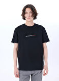 Mustang Bisiklet Yaka Baskılı Siyah Erkek T-Shirt M5SM-TST1290