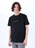Mustang Bisiklet Yaka Baskılı Siyah Erkek T-Shirt M5SM-TST1290