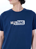 Mustang Bisiklet Yaka Baskılı Lacivert Erkek T-Shirt M5SM-TST1304