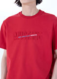 Mustang Bisiklet Yaka Baskılı Kırmızı Erkek T-Shirt M5SM-TST1290