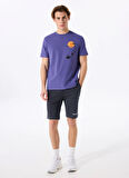 D5SM-TST3773 Mor Bisiklet Yaka Relaxed Fit Baskılı T-Shirt