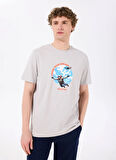 Discovery Expedition D5SM-TST3774 Gri Bisiklet Yaka Relaxed Baskılı Erkek T-Shirt