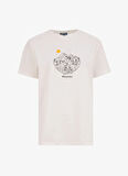 D5SL-TST3545 Beyaz Bisiklet Yaka Relaxed Fit Baskılı Kadın T-Shirt
