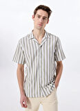 Mustang Relaxed Yeşil - Beyaz Çizgili Erkek Gömlek M5SM-GML1053