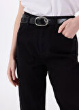 Mustang Standart Bel Normal Paça Mom Fit Siyah Kadın Denim Pantolon CHARLOTTE TAPERED-1011