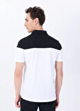 Mustang Blok Desenli Siyah - Beyaz Erkek Polo T-Shirt M5SM-TST1333