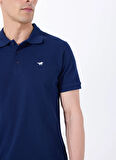 Mustang Baskılı Lacivert Erkek Polo T-Shirt M5SM-TST1335