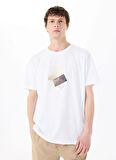 Mustang Bisiklet Yaka Baskılı Beyaz Erkek T-Shirt M5SM-TST1298