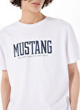 Mustang Bisiklet Yaka Baskılı Beyaz Erkek T-Shirt M5SM-TST1291