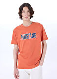 Mustang Bisiklet Yaka Baskılı Turuncu Erkek T-Shirt M5SM-TST1291