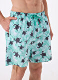 Discovery Expedition D5SM-MY 3405 Mint Baskılı Erkek Şort Mayo