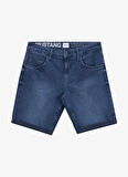 Lacivert Erkek Regular Fit Yıkamalı Denim Şort CHICAGO - 1821