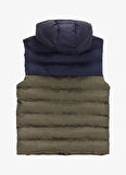 Haki Erkek Çocuk Kapüşon Yaka Relaxed Fit Baskılı Puffer Yelek J4WB-YLK7717