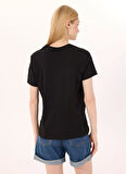 Limon Yuvarlak Yaka Baskılı Siyah Kadın T-Shirt L5SL-TST5816