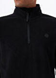 Siyah Erkek Fermuarlı Yaka Basic Fit Polar Sweatshırt D5WM-SWT3300