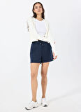 Limon Bağlamalı Bel Relaxed Lacivert Kadın Şort L5SL-SRT9044
