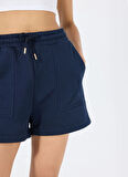 Limon Bağlamalı Bel Relaxed Lacivert Kadın Şort L5SL-SRT9044